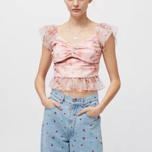 Urban Outfitter Exclusive Floral mesh Top